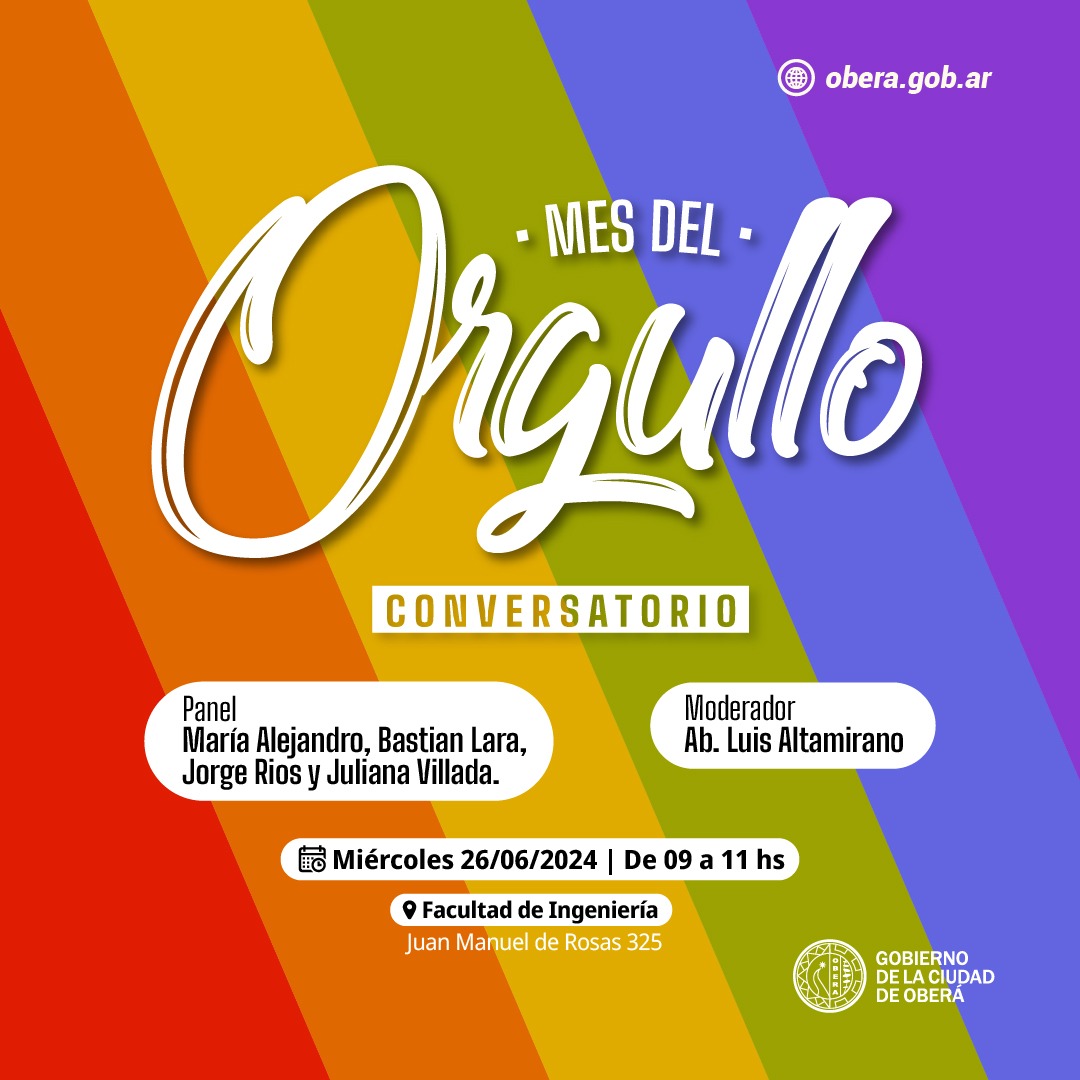 Se realizará un conversatorio por el Mes del Orgullo en Oberá