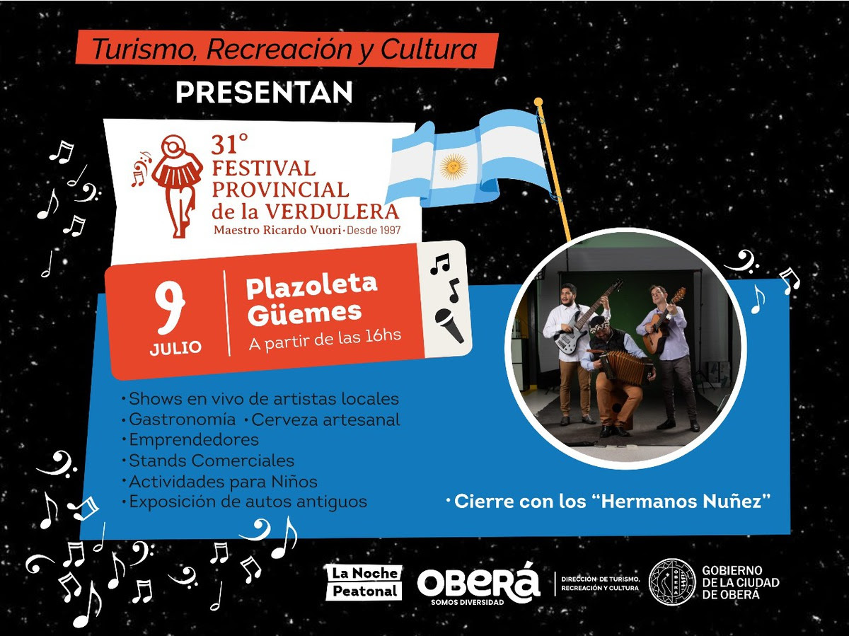9 de julio: Peatonal Cultural y Festival de la Verdulera en Oberá