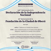 Cronograma del acto por la Independencia Nacional y Aniversario de Oberá