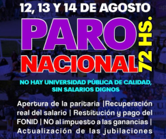 Docentes universitarios convocan a paro por 24 horas para el 12 de agosto