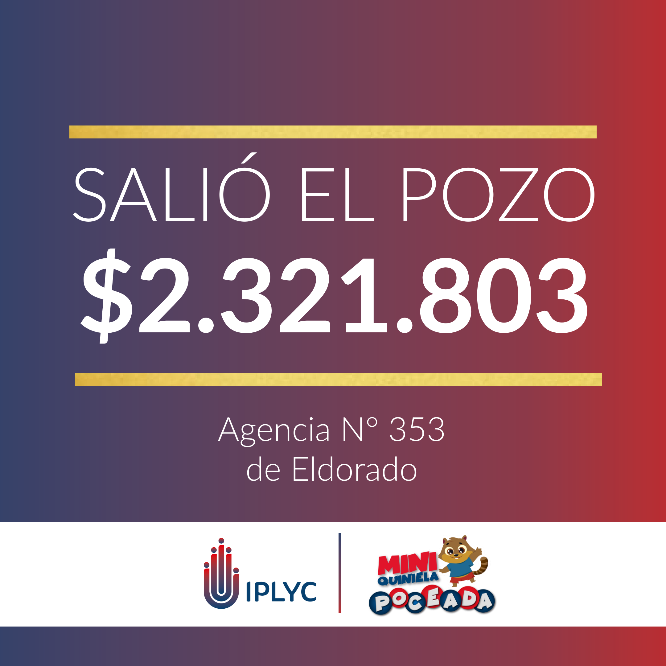 La Mini Poceada salió en Eldorado, el ganador se llevo más de 2 millones