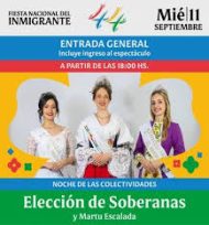 Hoy es la gran noche de elección de Reina en la Fiesta Nacional de Inmigrante