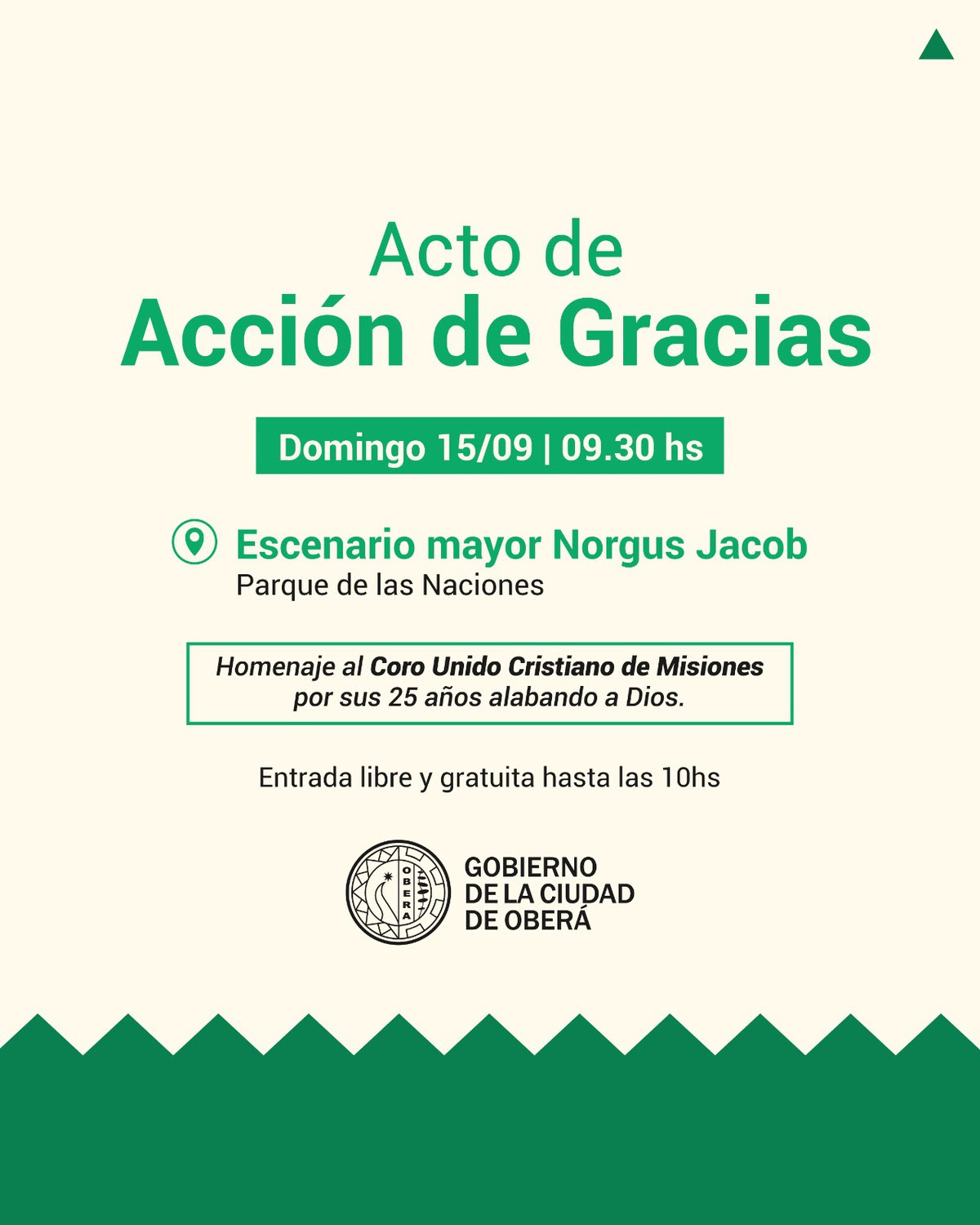 OBERÁ: Acto Acción de Gracias en el marco de la Fiesta Nacional del Inmigrante