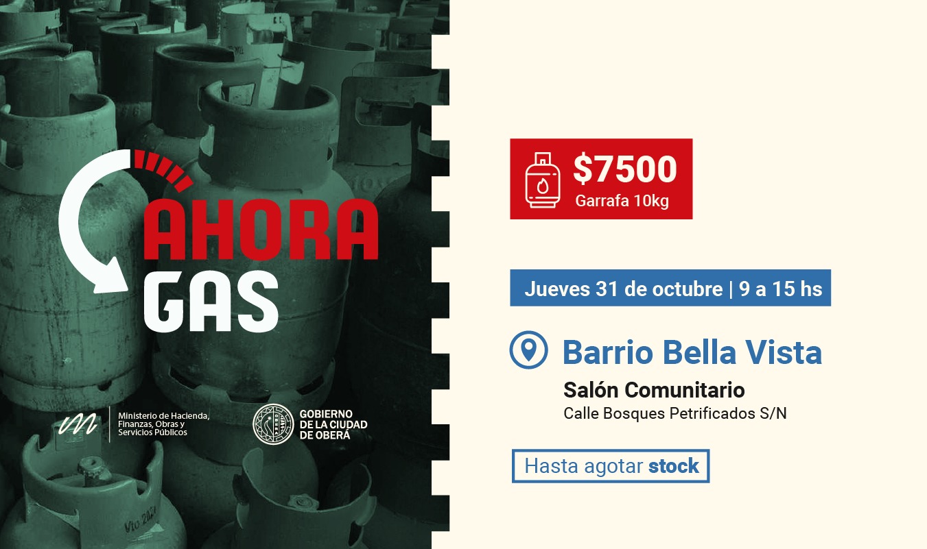 Ahora Gas, el jueves 31 en Oberá
