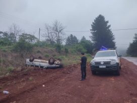 Automovilista resultó ileso tras despistar y volcar sobre ruta provincial N° 103