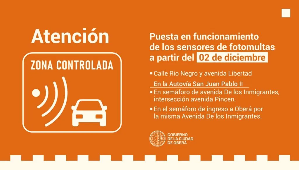 Comenzarán el sistema de fotomultas, luego del periodo de adaptación en Oberá