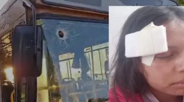 atacaron a piedrazos un colectivo que transportaba simpatizantes de Ex Alumnos 185.