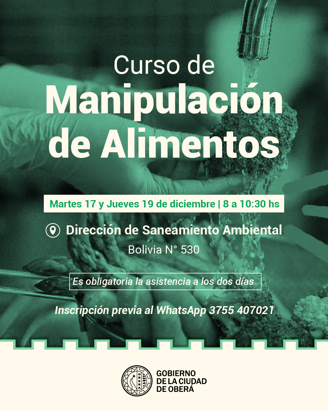 Curso de capacitación en manipulación de alimentos