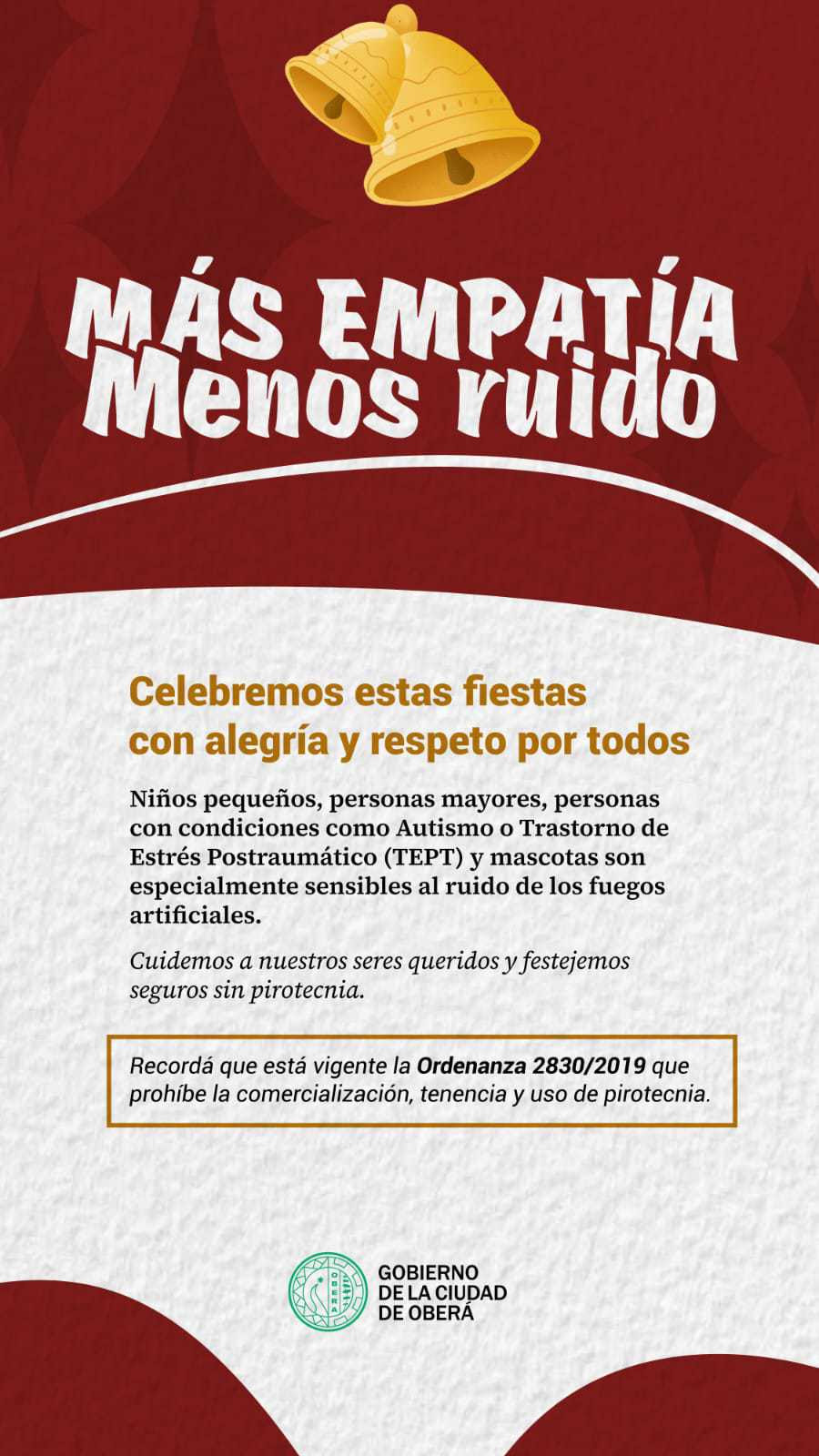En Oberá rige la ordenanza que prohíbe el uso y venta de pirotecnia