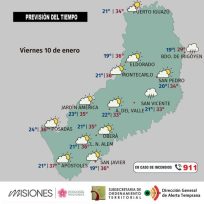 Cielo nublado en Oberá y posibles chaparrones en la tarde