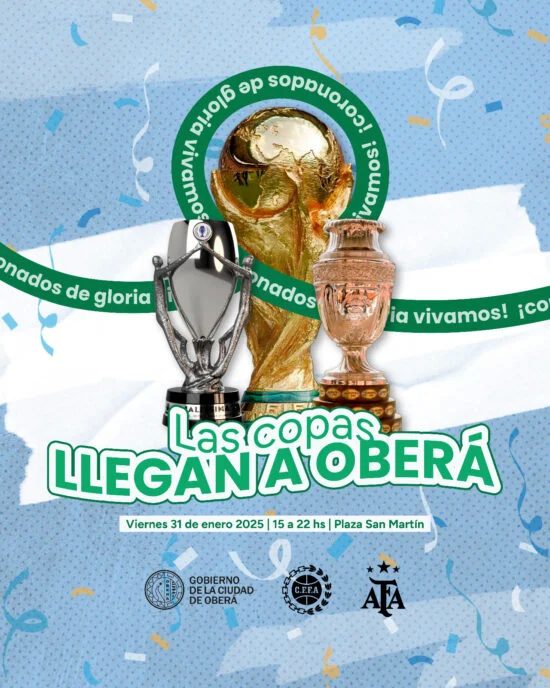 Este viernes estarán en Oberá las copas de la Scaloneta
