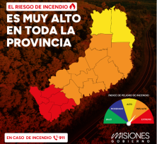 ANTE EL RIESGO DE INCENDIO EXTREMO, MISIONES INTENSIFICA ACCIONES DE PREVENCIÓN Y PIDE A LA POBLACIÓN TOMAR PRECAUCIONES