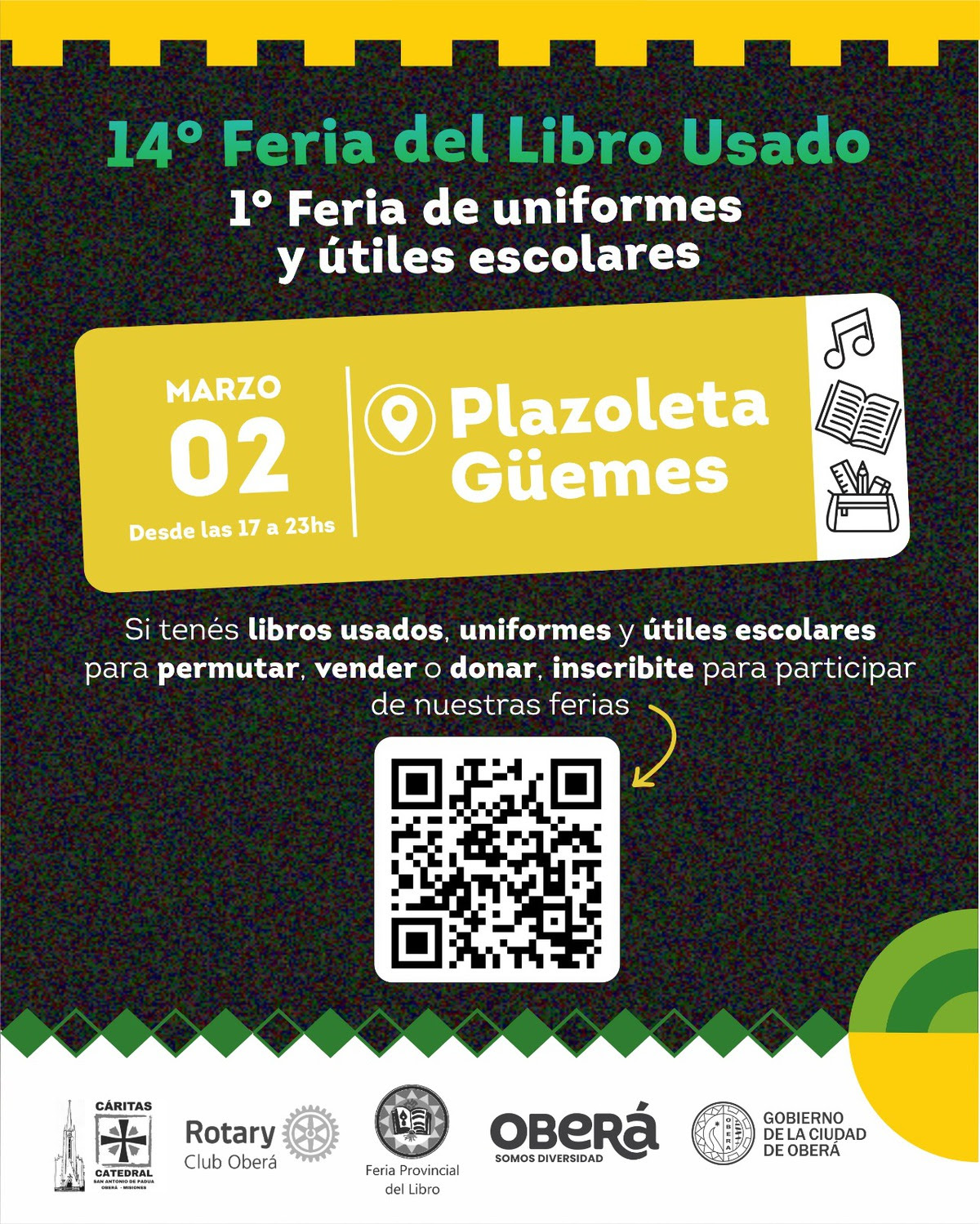 Noche peatonal carnaval y feria del libro usado