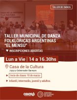 Inscripciones Abiertas para los Talleres Culturales 2025 en Oberá