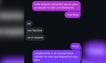 Un hombre invitó a salir a una “peronista” y el chat se volvió viral: “No salgo con libertarios”