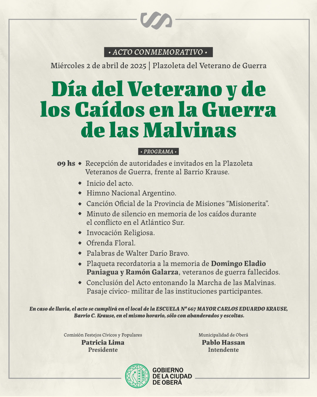 Acto por el Día del Veterano y de los Caídos en la Guerra de Malvinas