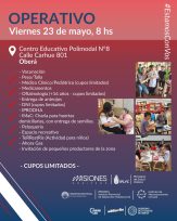 Operativo de salud el viernes 23 en el CEP N° 8