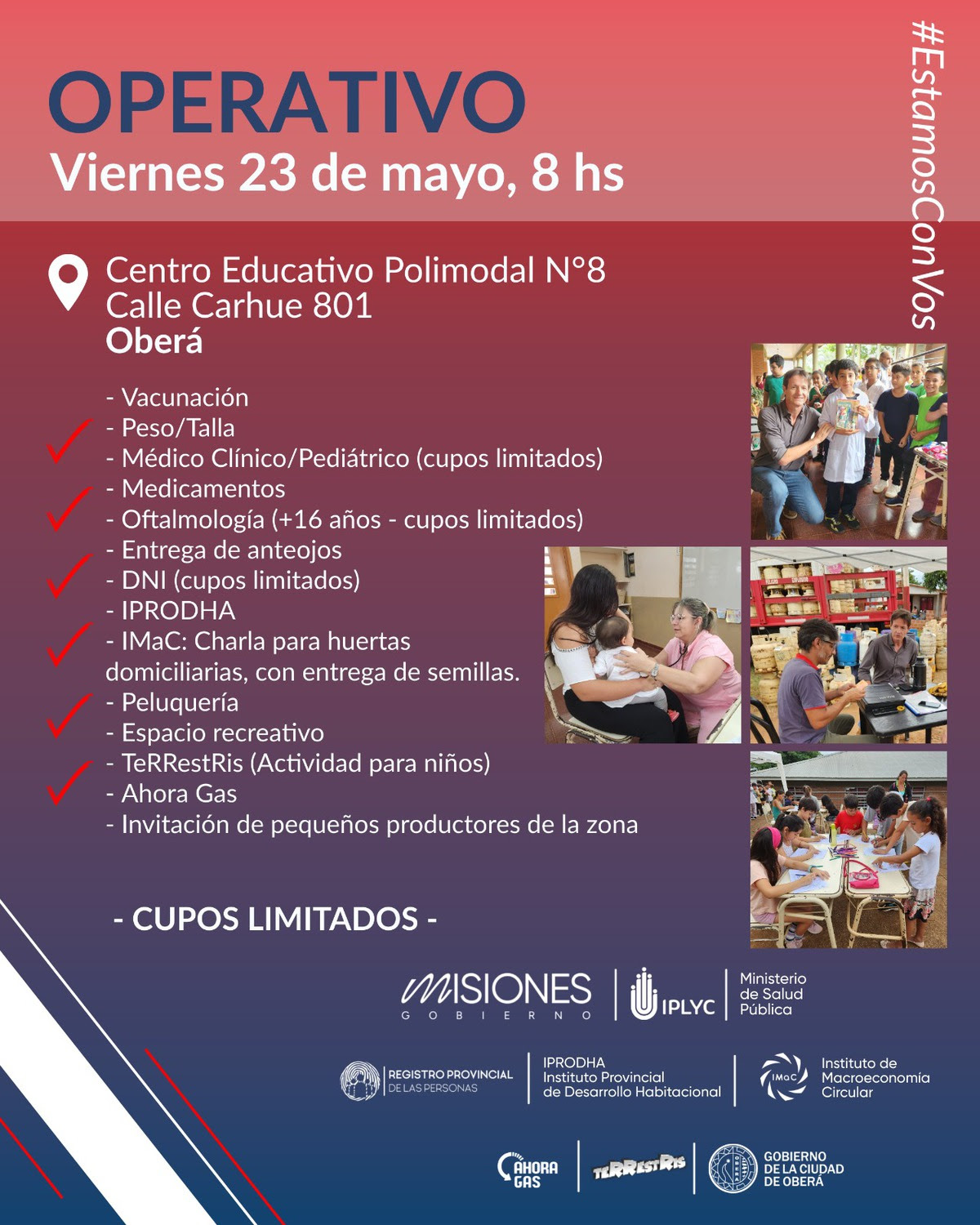 Operativo de salud el viernes 23 en el CEP N° 8