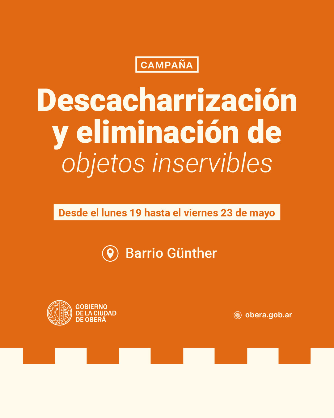 Descacharrización en el barrio Günther