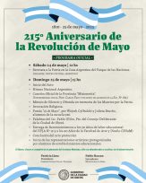 Actividades por el 215° Aniversario de la Revolución de Mayo