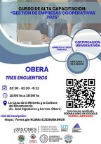 Capacitación gratuita en gestión cooperativa llega a Oberá