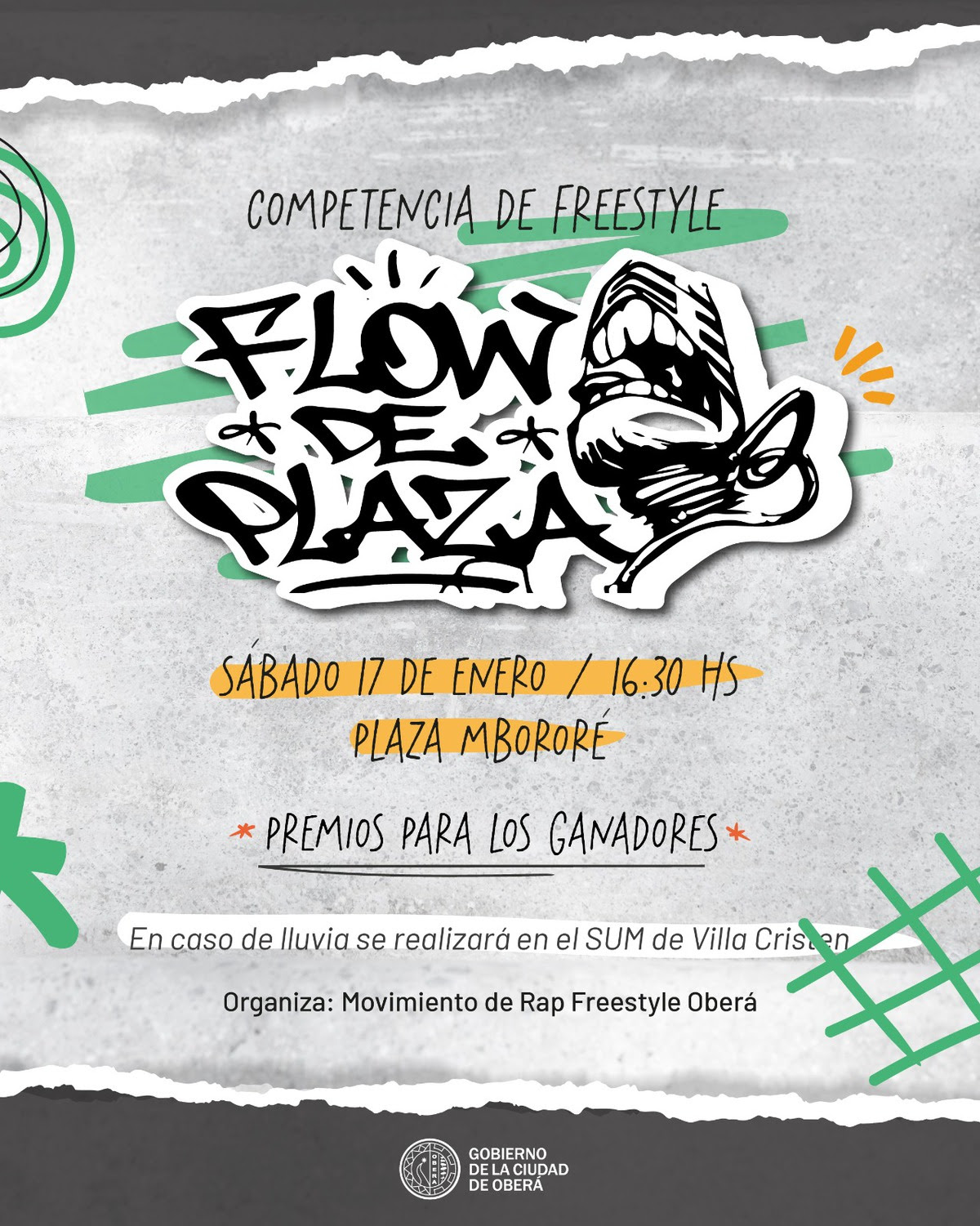 Mañana sábado competencia de freestyle “Flow de Plaza”