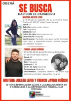 Buscan dar con el paradero de dos jóvenes de Oberá