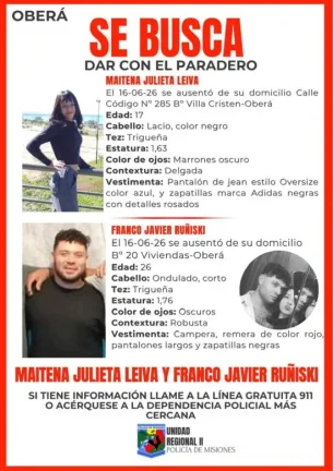 Buscan dar con el paradero de dos jóvenes de Oberá