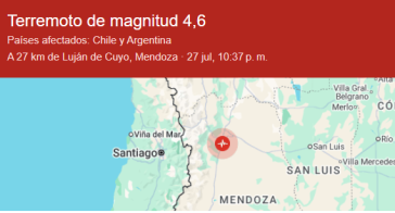 En el transcurso de menos de cinco horas, dos fuertes sismos sacudieron a la provincia de Mendoza