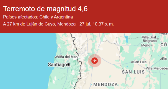 En el transcurso de menos de cinco horas, dos fuertes sismos sacudieron a la provincia de Mendoza