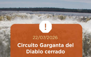 Por la crecida del río, cerraron el acceso a la Garganta del Diablo en las Cataratas del Iguazú
