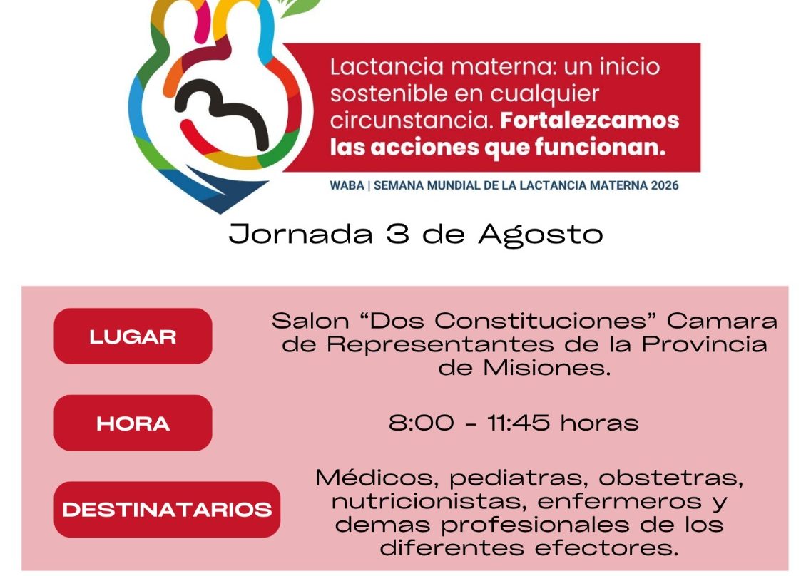 Semana Mundial de la Lactancia Materna: el próximo lunes habrá una jornada de actualización para personal de salud