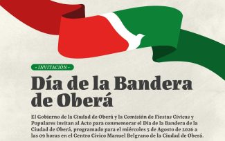 Oberá conmemorará el Día de su Bandera con un acto cívico