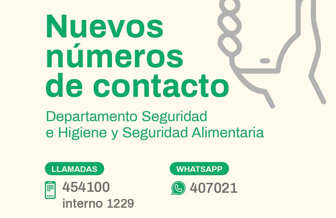 OBERÁ: Nuevos números de contacto del Departamento de Higiene y Seguridad Alimentaria