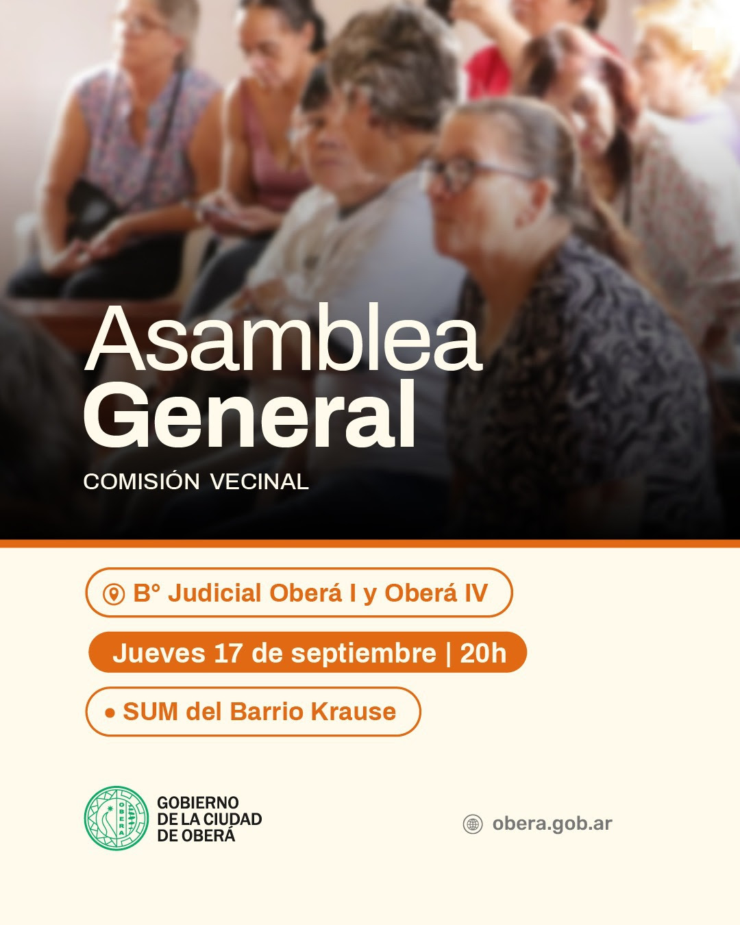 Asambleas Generales en Barrio Caballeriza y Barrio Judicial, Oberá I, Oberá IV