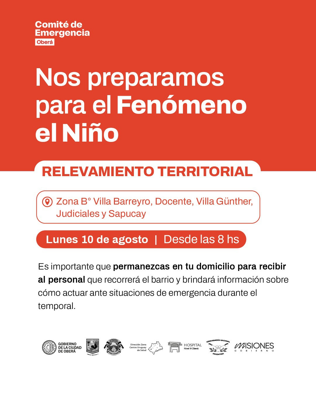 El Comité de Emergencia continúa con los relevamientos territoriales en Oberá