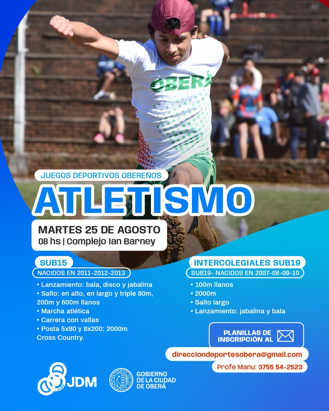 El martes 25 se desarrollará los Juegos Deportivos Obereños con el atletismo