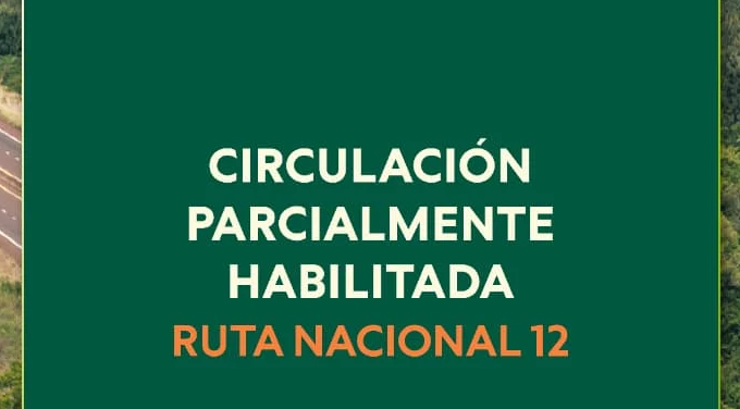 Esta parcialmente habilitada la Ruta Nacional 12 en los puentes Banana y Paranay