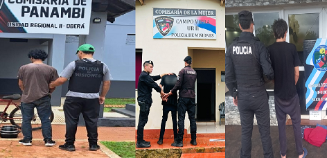 Tres procedimientos, tres detenidos por delitos denunciados en Panambí, Campo Viera y Oberá