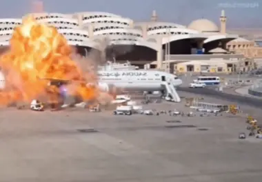 Un misil impactó en un aeropuerto de Arabia Saudita y dejó 13 muertos, IMAGENES SENSIBLES