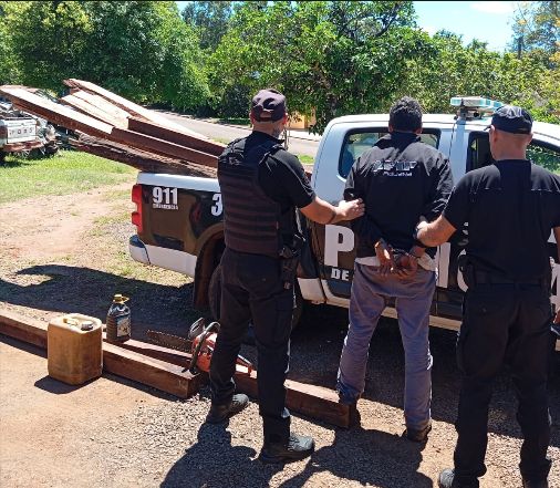 Lo sorprendieron robando madera de lapacho en una propiedad rural de Mártires y terminó detenido