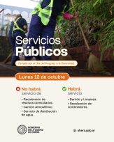 Servicios Públicos: cronograma de recolección por el feriado del 12 de octubre