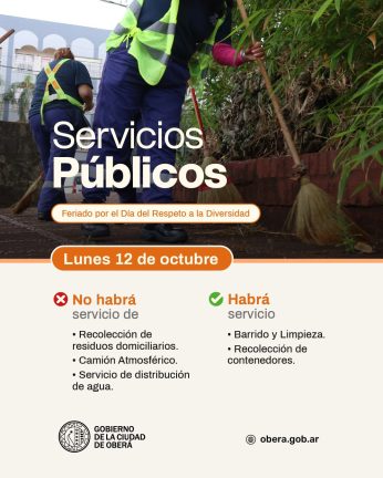 Servicios Públicos: cronograma de recolección por el feriado del 12 de octubre